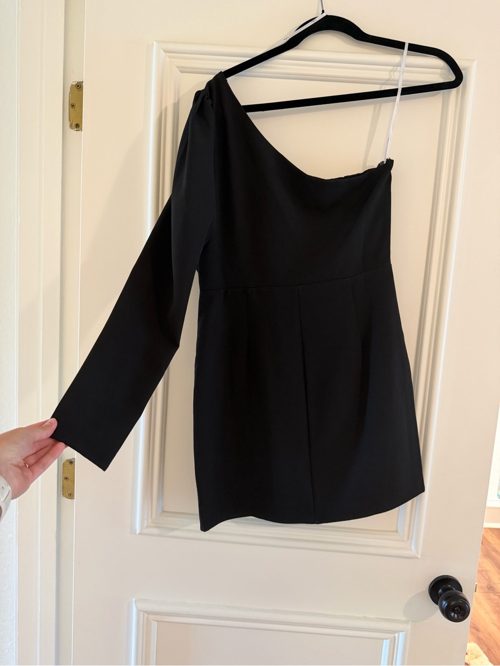 Lulu's Black Asymmetric One-Shoulder Dress